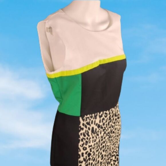 NWT! Calvin Klein Leopard Print Color Block Dress - Picture 9 of 15